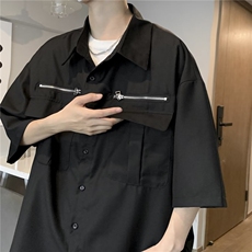衬衫男韩版潮流短袖高街帅2026夏季新款ins宽松百搭外套CY227-P40，男装T恤，星座412