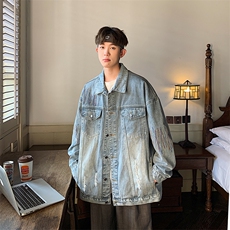 2023水洗做旧牛仔外套男春季美式复古潮牌工装夹克上衣JK965-P78，男装夹克，星座1103-3