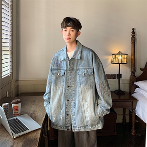 2023水洗做旧牛仔外套男春季美式复古潮牌工装夹克上衣JK965-P78图片
