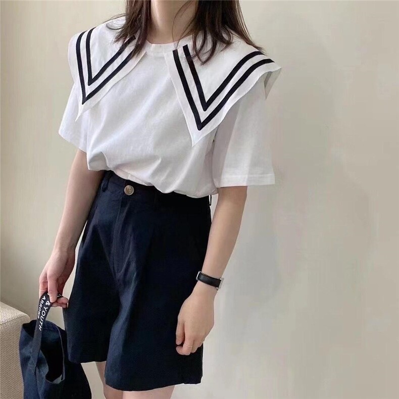 时尚海军风T恤，女装T恤，依多坊