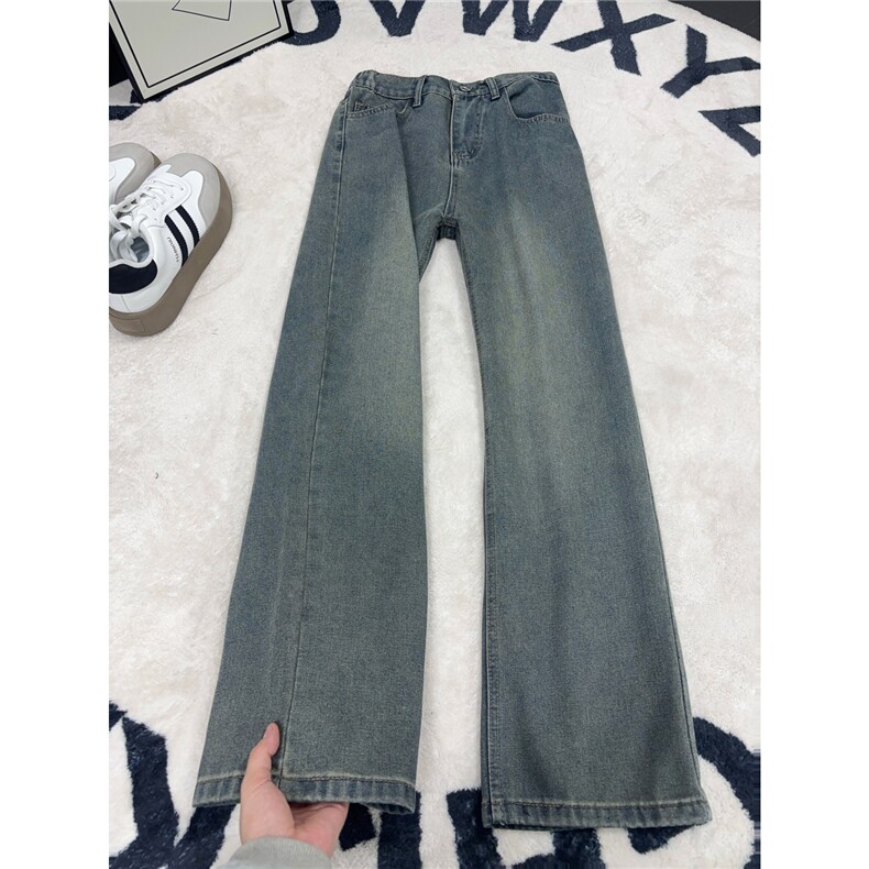 B221 美式ins高街暗黑百搭宽松直筒牛仔裤LK25600-特P38控68图片