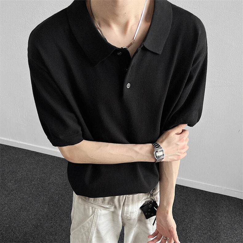 轻熟老钱风针织衫翻领polo/短袖简约休闲男款,男装T恤,星座914