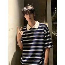 2026夏季新款复古条纹polo领短袖T恤男DT6254-特P30建议零售价78，男装T恤，电商A001