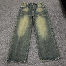 xz905-Z082#P65美式高街宽松阔腿牛仔裤，男装牛仔裤，星座905