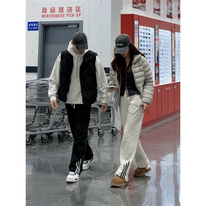 KZ23-P45   三杠条纹直筒宽松卫裤运动休闲长裤男女同款重磅裤子图片