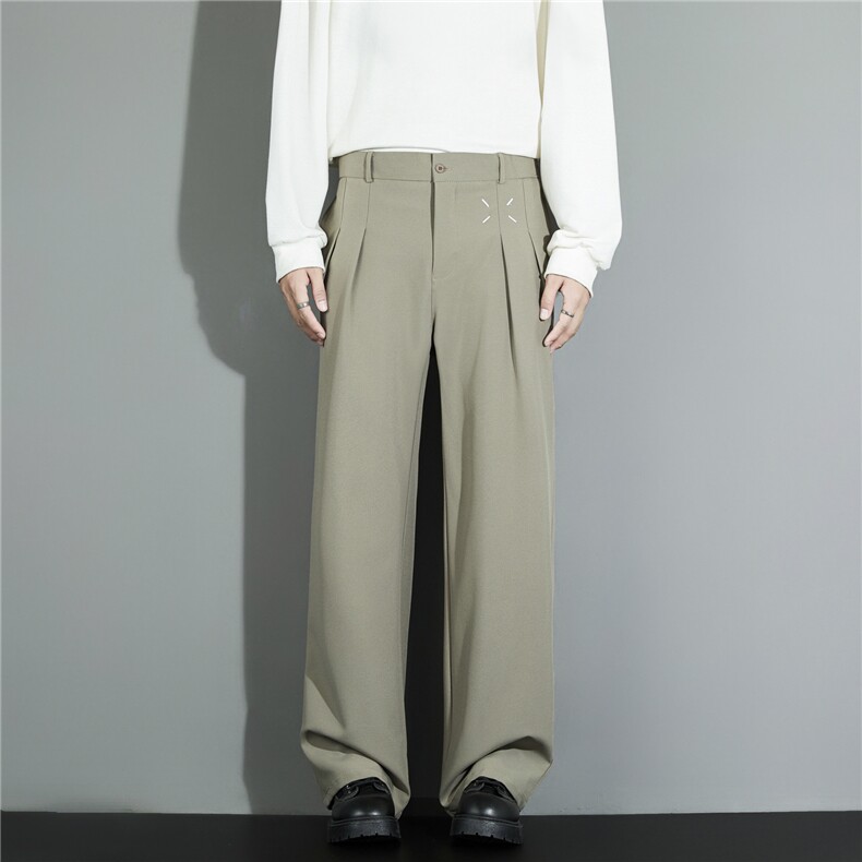 西裤男款痞帅高级感休闲阔腿裤百搭刺绣西装长裤子，男装西裤，星座410-6（原星座1304-1）