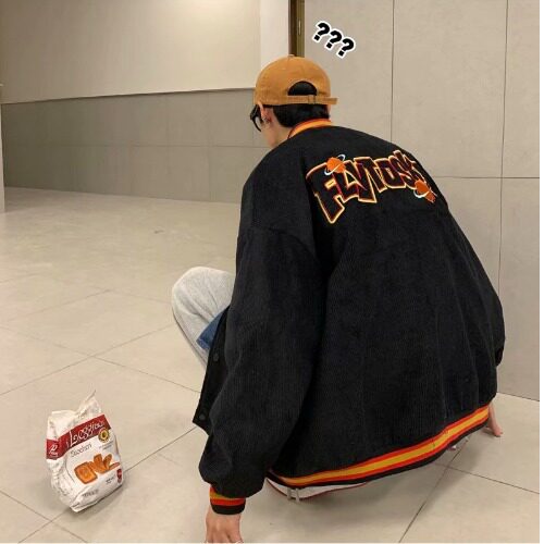 灯芯绒刺绣棒球服男潮ins美式单排扣情侣宽松夹克vintage春秋外套,男装夹克,星座1210-1