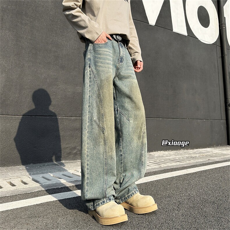 XZ616春季重磅缉明线打褶渐变撞色休闲牛仔长裤TY2034P65控78,男装牛仔裤,星座512A（原616）