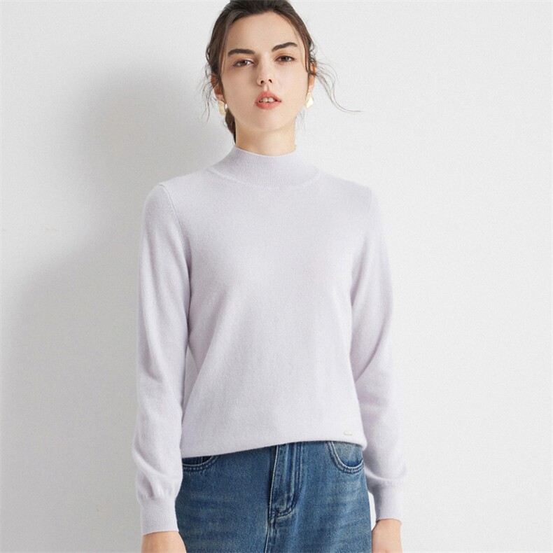 2025春秋新款羊绒衫女100纯羊绒半高领山羊绒针织毛衣纯色打底衫，女装羊绒衫，英皇羊绒