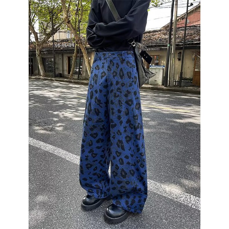 美式豹纹休闲裤女宽松显瘦百搭直筒阔腿牛仔裤潮N724-P52,男装牛仔裤,星座308B-2