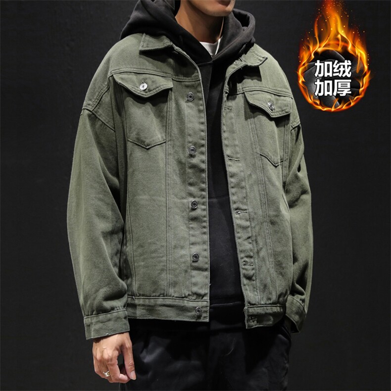 2019冬季新款日系大码男加绒加厚宽松牛仔外套棉衣J1211-P85,男装棉衣,电商A001