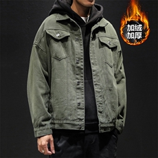 2019冬季新款日系大码男加绒加厚宽松牛仔外套棉衣J1211-P85，男装棉衣，电商A001