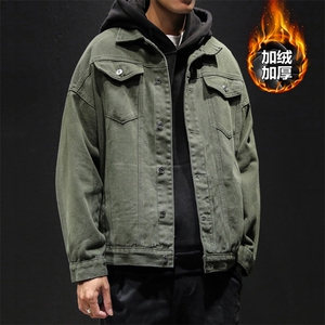 2019冬季新款日系大码男加绒加厚宽松牛仔外套棉衣J1211-P85图片