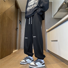 春季新款港风字母刺绣远动宽松束脚休闲卫裤B315-K23497-p55控78，男装休闲裤，电商B315