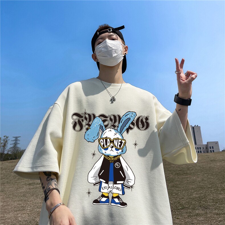 华夫格短袖直播高品质重磅220克卡通兔印花HT396-P20,男装T恤,星座508（原C305）