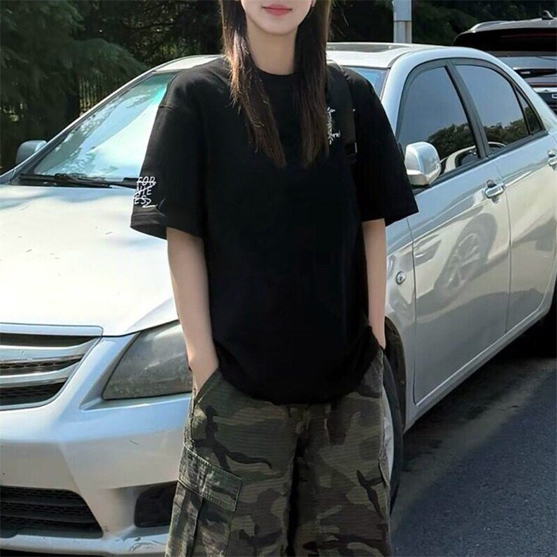 CP1205-P35重磅潮刺绣短袖t恤男女上宽松休闲夏季半袖T恤衣,男装T恤,电商B323A