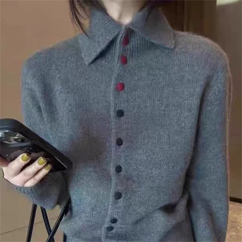 韩版流行潮高领加厚山羊绒毛衣外套女宽松显瘦polo领针织打底开衫,女装羊绒衫,琳华羊绒