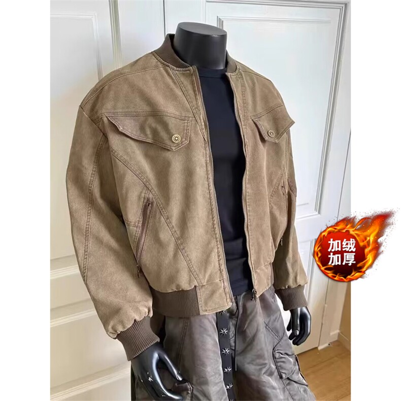 网图有货复古加棉哈灵顿街头做旧工装夹克男J95-常规P75夹棉P90，男装夹克，星座1505