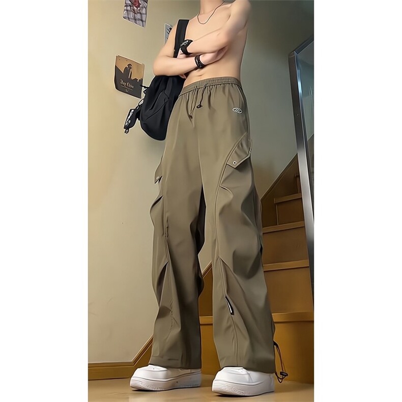 现货时尚美式薄款休闲微喇裤潮牌遛弯裤速干显瘦微喇休闲裤男女裤图片