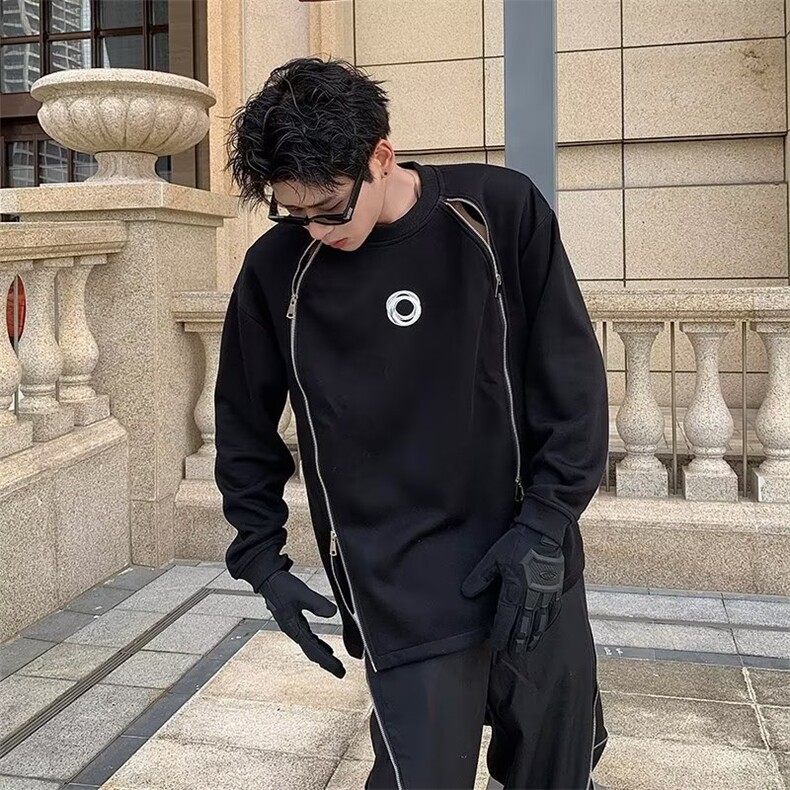 卫衣男潮ins港风潮流圆领拉链小众设计上衣EG104P46,男装卫衣,星座1116-2