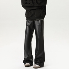 03黑色cleanfit裤子男女微喇皮裤美式高街皮裤XZ211-1-K2449-P60，男装皮裤，星座211-1