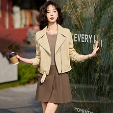 海宁真皮皮衣女高端2025新款爆款宽松时尚气质绵羊皮夹克女士外套，女装皮衣，魅丽静蓝