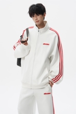 8XL-M条纹撞色开衫新年红卫衣运动套装潮牌运动服校园风TZ114P118，男装休闲套装，电商D206-1