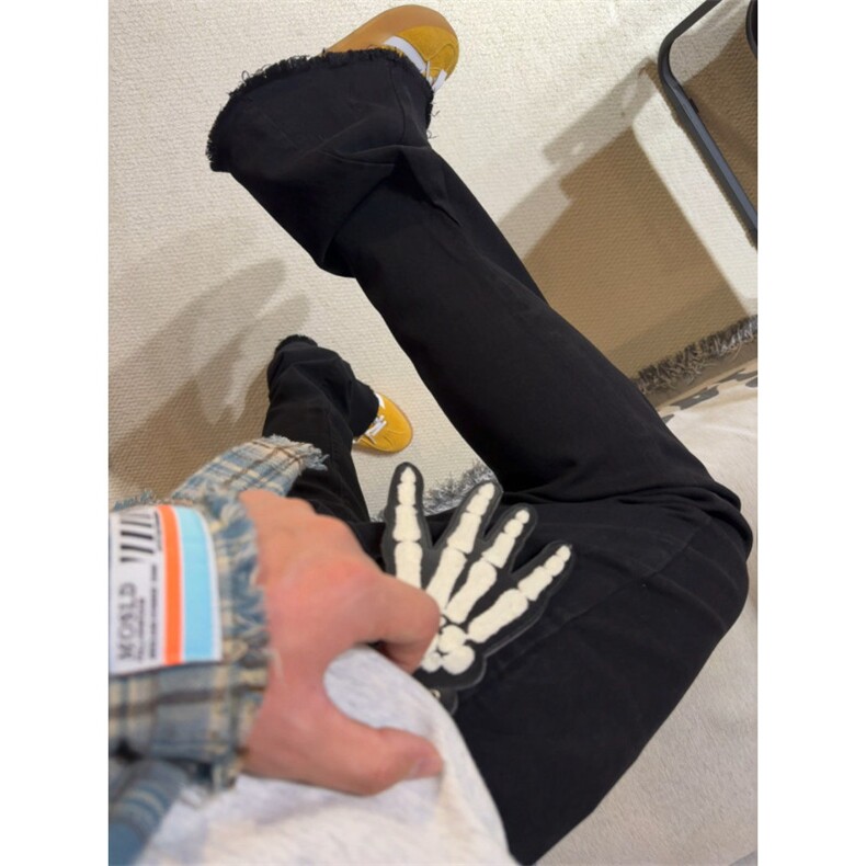 【有货】毛边517弯刀牛仔裤男款修身直筒微喇裤子高街KZA21LL-P48,男装牛仔裤,星座1007（原301D）
