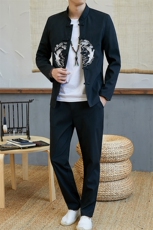 风套装男青年秋季长袖外套休闲两件套中山装唐装TZ717-P95，男装套装，星座1206（原A206）