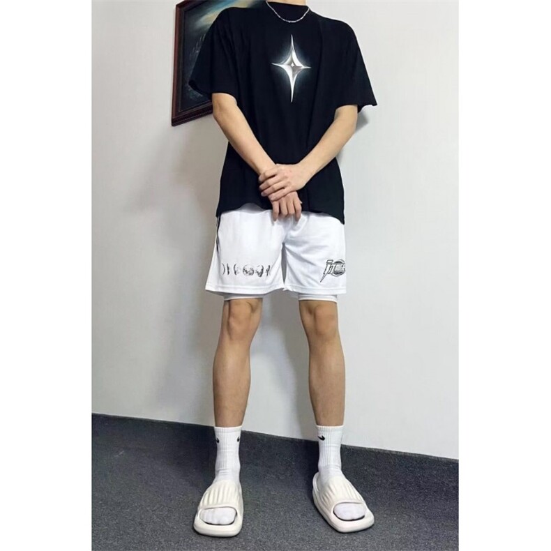 短裤男夏外穿沙滩裤宽松韩版休闲运动阔腿五分裤K6318-P20,男装牛仔裤,星座412-1