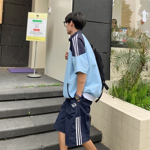 高街oversize小众情侣装美式复古街头运动套装男女同款 W7422-P54图片