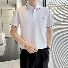 2023轻熟店主风夏季简约休闲刺绣POLO衫男翻领短袖T恤T2312-P45，男装Polo衫，电商A413
