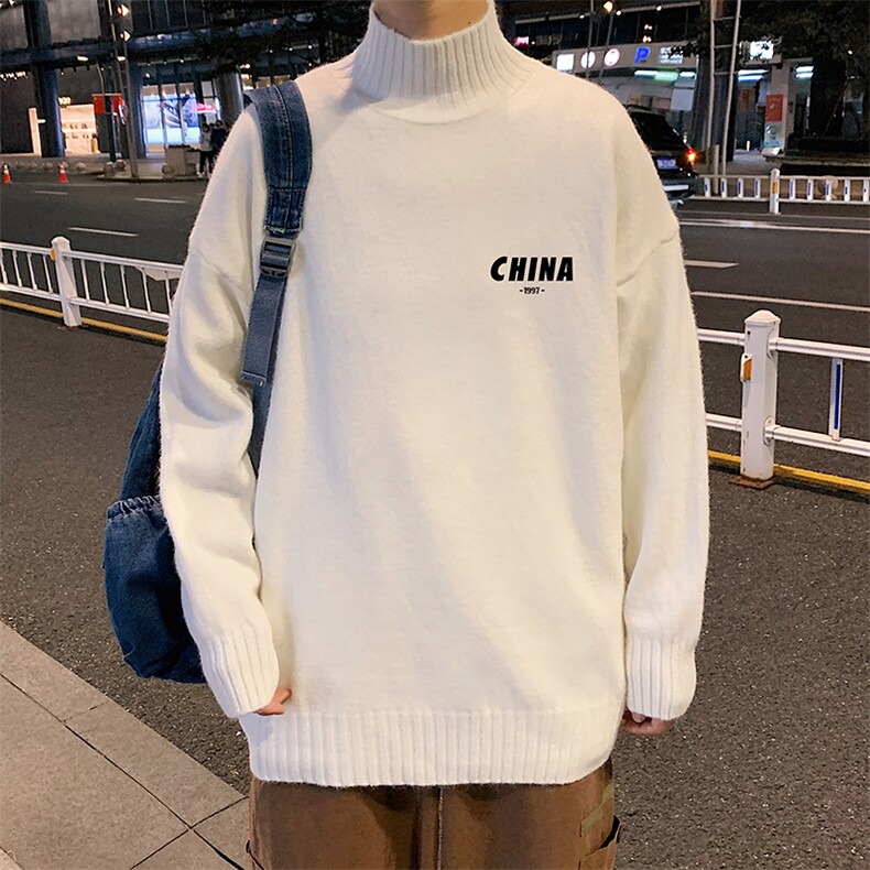 M18248-P45加绒款-P65半高领毛衣男士大码针织衫男毛线衣男,男装针织衫/毛衣,电商A040