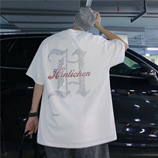 T恤潮流圆领男港风烫钻2026夏季新款短袖时尚B299-X5316-P45-控68，男装T恤，电商A061-1