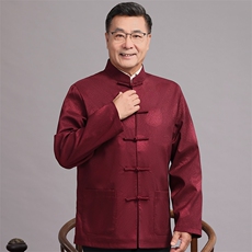 2026春款中老年风唐装外套男中式复古盘扣汉服爷爷过生日外套，男装民族服装，钱塘723