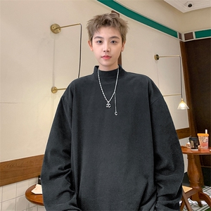 抖音得物品质260克精梳德绒保暖长袖T恤纯色半高领打底针织衫DR01图片