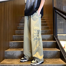 工装裤高腰垂感休闲裤小个子宽松褶皱阔腿裤子CK279P43，男装休闲裤，星座410-2