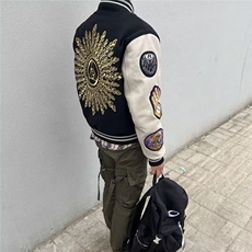 JK180-P39流行日系潮流翻领刺绣棒球服外套春季新款复古情侣，女装短外套，电商B323A