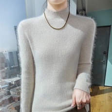 2025秋冬百搭时尚简约圆领长袖针织衫,女装针织衫/毛衣,冬贝尔貂绒, 2025秋冬百搭时尚简约圆领长袖针织衫,女装针织衫/毛衣,冬贝尔貂绒,