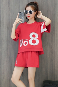 休闲套装女短裤运动服夏季新款2020 时尚短袖T恤两件套潮图片
