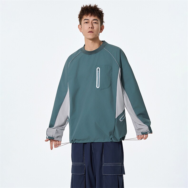 秋季现货宽松返光拉链圆领套头卫衣男DSA157B-W6750-特P55,男装卫衣,电商A157B