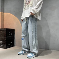 嘻哈潮牌美式直筒男士牛仔裤宽松大码秋季新款XK8010-P48，男装牛仔裤，星座1109-3
