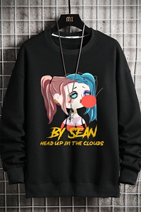 春季圆领卫衣男大码韩版宽松长袖外套小丑女 网格S6298-P28图片