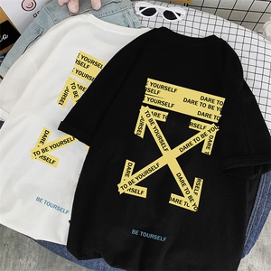 DX17127-P20 纯棉短袖t恤男大码半袖打底衫宽松体恤衫 港风图片