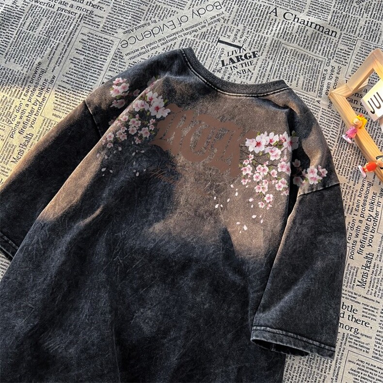 樱花字母美式高街水洗男新款大码短袖XZ517A-3-ZJ055T-P38图片