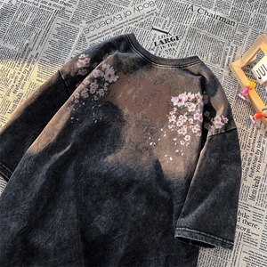 樱花字母美式高街水洗男新款大码短袖XZ517A-3-ZJ055T-P38图片