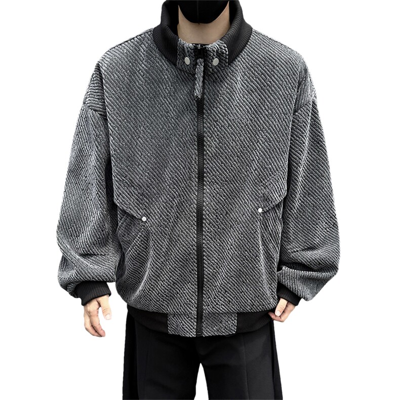 黑墙秋季工装夹克潮牌银丝斜纹雪尼尔翻领休闲外套A436-6109-P75,男装夹克,电商A436