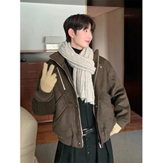 简约浅灰色立领加棉保暖毛呢棉服外套ins慵懒时尚日系HT144，男装毛呢大衣，星座1116A（原606A-3）