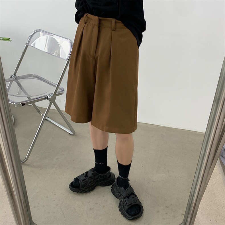 摩卡棕西装短裤男ins风韩系宽松垂感潮流休闲五分裤夏季DK36-P48,男装牛仔裤,星座512-1（原513-3）