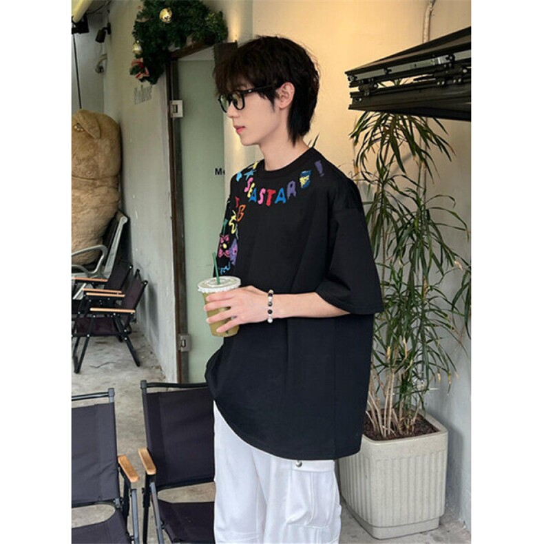新款潮流原宿流行简约美式潮牌创意字母涂鸦短袖T恤TA143,男装T恤,星座1116A（原606A-3）